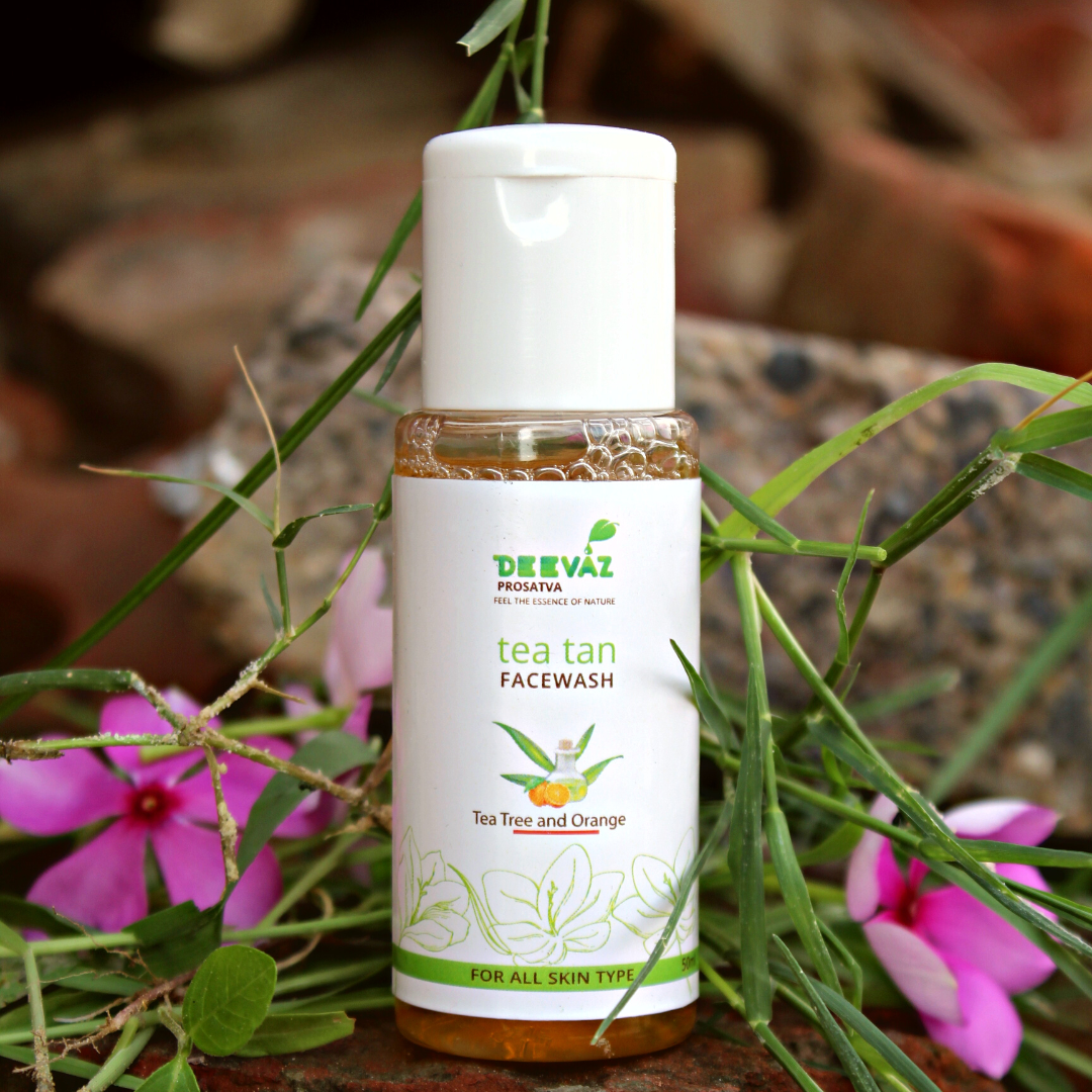 Deevaz Prosatva Orange & Teatree Tea-tan Facewash For All-Skin Type  - 50 ML, Removes Tan | Brightens Skin
