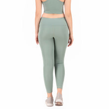 Load image into Gallery viewer, Deevaz Pair of Medium Impact Sports Bra &amp; Tights in Sea Green Colour with Interlock details.